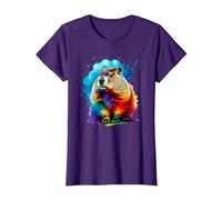Colorée Splash Art Marmotte Marmottes T-Shirt, Femme, Violet, XS