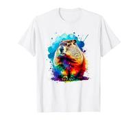 Colorée Splash Art Marmotte Marmottes T-Shirt, Homme, Blanc, XXL