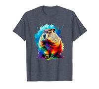 Colorée Splash Art Marmotte Marmottes T-Shirt, Homme, Bleu Chiné, XXL
