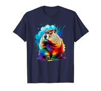 Colorée Splash Art Marmotte Marmottes T-Shirt, Homme, Bleu Marine, XXL