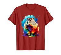 Colorée Splash Art Marmotte Marmottes T-Shirt, Homme, Canneberge, XXL