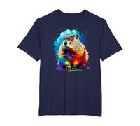 Colorée Splash Art Marmotte Marmottes T-Shirt, Homme Grandes Tailles, Bleu Marine, 2X Tall