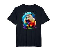 Colorée Splash Art Marmotte Marmottes T-Shirt, Homme Grandes Tailles, Noir, 2X Tall