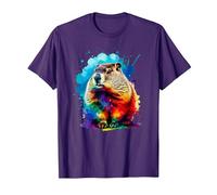 Colorée Splash Art Marmotte Marmottes T-Shirt, Homme, Violet, XXL