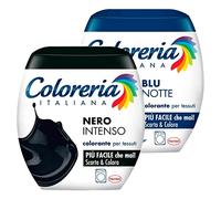 Coloreria Italiana Teinture Tissus Colorant pour tissus en machine Couleur Noir intense Formule Tout en un + Colorerie Italienne Coloration Bleu Nuit pour Coton Lin et Viscose - 2 paquets Monodose
