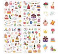 Colorés Motif Autocollants Joyeux Anniversaire 16 Pièces Autocollant Anniversaire Plein D'amour Décoration De Fête Diy Autocollant Scrapbooking Anniversaire Cartoon Pour Livre D’or, Cartes Diy, Albums