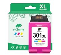 COLORETTO 301XL Cartouche pour HP 301 OfficeJet 4636 2620 2622 2624 4630 4632 Envy 5530 4500 4507 5532 4504 4502 DeskJet 2540 1510 2547 2549 3050 3059 1050 HP301 Cartouche Encre pour HP 301 XL Couleur