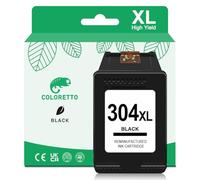 COLORETTO 304XL Cartouche pour HP 304 XL Envy 5000 5030 DeskJet 3700 2600 3760 3720 3750 3762 3752 2620 2621 3735 2632 2622 2630 3730 Envy 5010 5020 5032 5050 HP304 Cartouche Encre pour HP 304 Noir