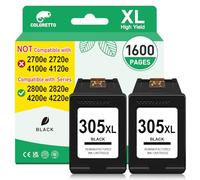 COLORETTO 305XL Cartouche pour HP 305 pour HP DeskJet 2800e 2820e 2821e 2823e 4230e 4220e 2810e 4222e 2822e 4200e 4210e pour HP DeskJet 2800 Series 4200 2820 Cartouche Encre pour HP 305 XL Noir HP305