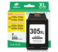 COLORETTO 305XL Cartouche pour HP 305 pour HP DeskJet 2821e 2800e 2820e 2823e 4230e 4220e 2810e 4222e 2822e 4200e 4210e Envy 6032e 6000 6400 6432e 6022e 6020e Cartouche Encre pour HP 305 XL HP305 Noir