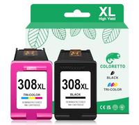 COLORETTO 308XL Envy 6120e 6132e 6520e Cartouche pour HP 308 Envy 6132e 6530e 6110e 6122e 6165e 6558e 6130 6532e 6100 6500 Series DeskJet 2920 4320 Cartouches d'encre pour HP 308 XL Noir et Couleur