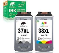 COLORETTO 37 XL 38 XL Cartouches d'encre Remanufacturées pour Canon 37XL 38XL pour Canon Pixma iP1800 iP1900 iP2500 iP2600 MP140 MP190 MP210 MP220 MP470 MX300 MX310 Imprimante Noir et Couleur