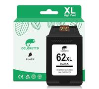 COLORETTO 62XL Cartouche pour HP 62 XL Envy 5540 5541 5542 5543 5544 5545 5546 5547 5548 5640 5642 5644 5646 7640 7645 7643 OfficeJet 200 250 5740 5742 Imprimante Cartouches d'encre Remanufacturées