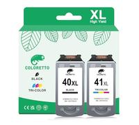 COLORETTO PG-40 CL-41 Cartouches d'encre Remanufacturées Cartouche pour Canon 40 41 Pixma MP150 MP160 MP170 MP180 MP190 MP210 MP220 MP450 MP460 MX300 iP2600 iP6220D iP1200 iP1300 iP1900 Imprimante
