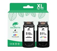 COLORETTO PG-510 CL-511 Cartouche pour Canon 510 511 Pixma MP490 MP495 MP230 MP240 MP250 MP260 MP270 MP280 MX320 MX330 MX340 MX350 MX410 MX420 iP2700 Cartouches d'encre Remanufacturées 510XL 511XL