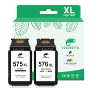 COLORETTO PG-575 CL-576 Cartouche pour Canon 575 576 Compatible Pixma TS3550i TR4750i TR4751i TS3551i TS3752i TR4755i TR4756i TR4700i 575XL 576XL Nior et Couleur Cartouches d'encre Remanufacturées