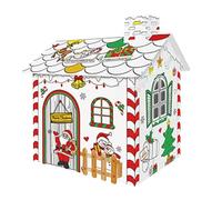 Colorez Votre Propre Maison de Noël 3D - Kit de décoration de Maison de Jeu en Carton, Ornement de Villa Artisanal en Papier à Construire | Jouet d'activité créative Bricolage pour, Filles et