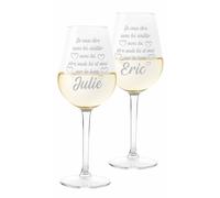 Colorfamily Paire de Verres à Vin Personnalisés - Set de 2 Verres avec Nom Je Veux Être avec Toi - Verre en Verre de 500 ml