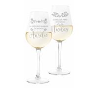 Colorfamily Paire de Verres à Vin Personnalisés - Set de 2 Verres avec Nom Maman Papa Meilleurs du Monde - Verre en Verre de 500 ml