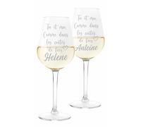 Colorfamily Paire de Verres à Vin Personnalisés - Set de 2 Verres avec Nom Toi et Moi Comme dans les Contes de Fées - Verre en Verre de 500 ml