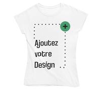 Colorfamily T-Shirt Personnalisé Femme Personnalisable Manches Courtes Impression Recto Verso Blanc Noir Tailles du S au XL