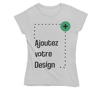 Colorfamily T-Shirt Personnalisé Femme Personnalisable Manches Courtes Impression Recto Verso Blanc Noir Tailles du S au XL