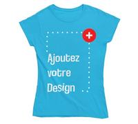 Colorfamily T-Shirt Personnalisé Femme Personnalisable Manches Courtes Impression Recto Verso Blanc Noir Tailles du S au XL
