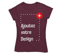 Colorfamily T-Shirt Personnalisé Femme Personnalisable Manches Courtes Impression Recto Verso Blanc Noir Tailles du S au XL