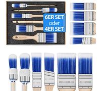 Colorflow Lot de 6 pinceaux - Pinceaux de peinture & pinceaux plats pour peinture, peinture murale et peinture à la craie - Pinceaux à lasure et pinceaux pour lasure pour bois et bricolage - Kit de