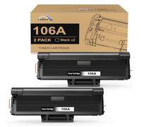 colorfly 106A W1106A Toner Compatible 106A avec Puce pour Laser 107w | 2 Noir, 107a 107r pour MFP 137fnw 137fwg 135a 135r 135w 135wg (Noir, 2-Pack)