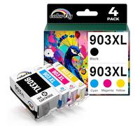colorfly 903 XL 903 Cartouches d'encre compatibles pour HP 903XL Pack Cartouches d'encre pour HP Officejet 6950 6960 Officejet Pro 6960 6970 Imprimante Tout-en-Un (1*Noir 1*Cyan 1*Magenta 1*Jaune)