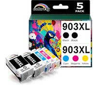 colorfly 903XL 903 Cartouche d'encre compatibles pour HP 903 XL avec HP Officejet 6950 6960 Cartouche d'encre avec HP OfficeJet Pro 6960 6970 All-in-One(5 Pack, 2*Noir 1*Cyan 1*Magenta 1*Jaune)