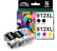 colorfly 912XL Lot de 5 cartouches d'encre compatibles HP 912 912 XL pour HP OfficeJet Pro 8022 Cartouches 8020 8024 8023 8025 OfficeJet 8012 8014 8015 Officejet 8010