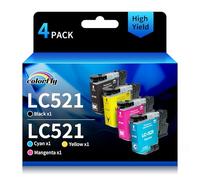 colorfly LC521 Cartouche d'encre Compatible pour Brother LC521VAL pour DCP-J1260W DCP-J1310DW DCP-J1313DW DCP-J1360DW DCP-J1460DW (4 Pack)