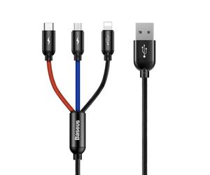 Colorfone CAMLT-BSY01 câble USB 1,2 m USB A 3 x USB C Noir, Rouge, Bleu