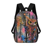 Colorful Abstract Owl Art Print Sacs À Dos Imprimés En 3D Pour Enfants 17inch Sacs À Dos Tendance Et Décontractés Pour La Journée, Sacs De Voyage, Sacs À Dos D'extérieur Pour Garçons Et Filles