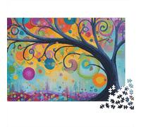 Colorful Abstract Tree Painting Puzzle 1000 Pièces Educa Jouet en Bois Cadeau Unique De l'art De La Décoration Jeu Éducatif Challenge Toy Adultes & Enfants des 14 Ans 52x38cm/1000pcs