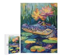 Colorful Alligator Pond Scene Puzzle 1000 Pièces Educa Jouet en Bois Cadeau Unique Décoration Intérieure Jeu Éducatif Challenge Toy Adultes Et Enfants À Partir De 14 Ans 500 PCS