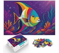 Colorful Angelfish Illustration on Purple Bac Puzzle, 1000 pièces | Pour le passage au Nouvel An : ce puzzle adulte 1000 pièces intègre le format l'ensemble du défi aux loisirs d'hiver.