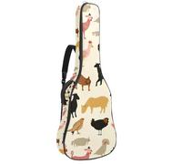 Colorful Animal Farm Sac pour guitare acoustique de 106,7 cm avec bandoulière réglable et crochet arrière, convient pour guitares électriques, basses, guitares classiques, ukulélé, Ferme animalière