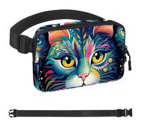 Colorful Art Cat-1346 Sac banane pour homme et femme, sac banane avec sangle réglable, sac banane tendance pour voyage, plein air, course à pied, randonnée, multicolore, 4 x 23 x 15 cm, multicolore,