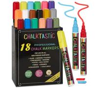 Colorful Art Co. Marqueur Craie Effaçable - Pack de 18 Couleurs Vives - Feutre Craie pour Tableau Noir, Verre, Vitres, Miroir, Céramique et Toute Surface Non Poreuse - Pointe 6 mm