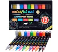 Colorful Art Co. Stylos feutres couleurs acrylique Premium, Feutres peinture sur pierres, galets, verre, céramique, porcelaine. Feutres permanents couleur, pointe de 3 à 5mm ronde & biseautée