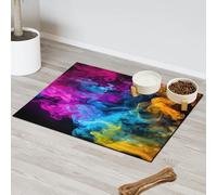 Colorful Art Fumes Tapis d'alimentation pour chat et chien Tapis d'alimentation pour animal domestique Tapis d'alimentation absorbant Nti-Slip Contiennent les déversements Protège les sols Set de