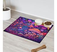 Colorful Art Tapis d'alimentation en forme de champignon de forêt magique pour animal domestique Tapis d'alimentation pour chat et chien Tapis d'alimentation pour animaux de compagnie Tapis
