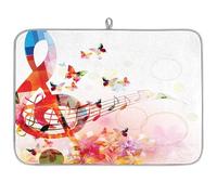Colorful Art Tapis de séchage à vaisselle en microfibre Motif note de musique absorbant pour cuisine cuillère, assiette en verre 45,7 x 60,9 cm