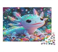 Colorful Axolotl Fantasy Colourful Cute Axolotl Art 1000 Pcs Jigsaw for Adults Beautifully Illustrated Challenging 52x38cm/1000pcs