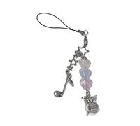 Colorful Beded Keychain Drum Note Coeur Du Coeur Perle Charme De Téléphone Ornement Pour Les Femmes Utilisation Quotidienne De Musique Faite À La Main