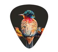Colorful Bird 1 Lot de 12 médiators de guitare - Épaisseur assortie (0,46 mm, 0,71 mm, 0,96 mm) avec boîte de rangement et design unique assorti pour les joueurs acoustiques, électriques, basses et