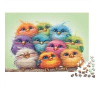 Colorful Bird Illustration 100% Recycled Cardboard Fluffy Baby Birds 1000 Piece Puzzle for Adults The Impossible Challenge Fun Present 52x38cm/1000pcs